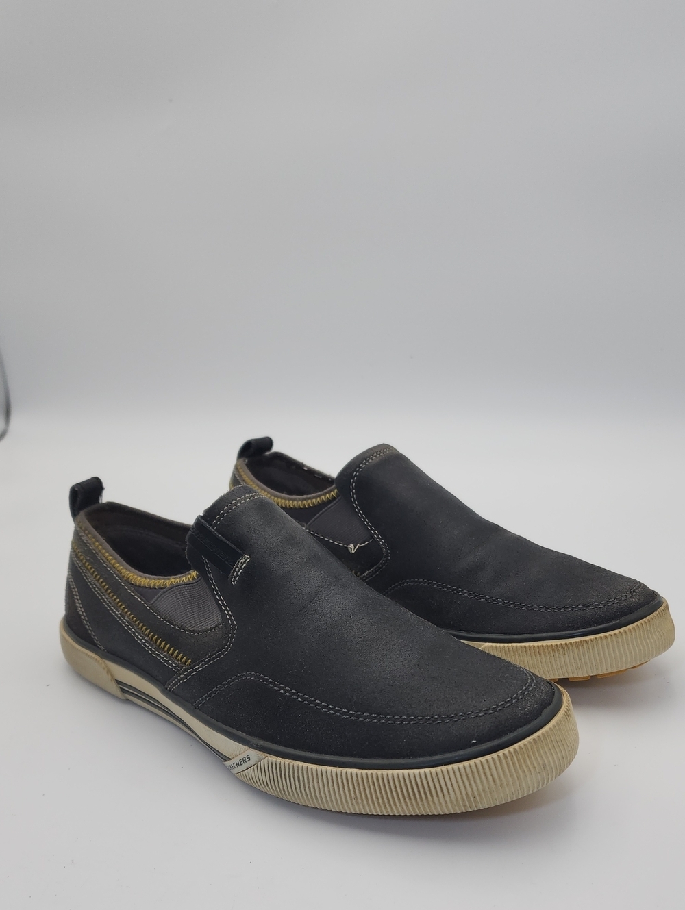 Skechers Talon Charcoal Men's Slip on Distressed Leather Loafers Shoes Size 9 - Picture 3 of 14